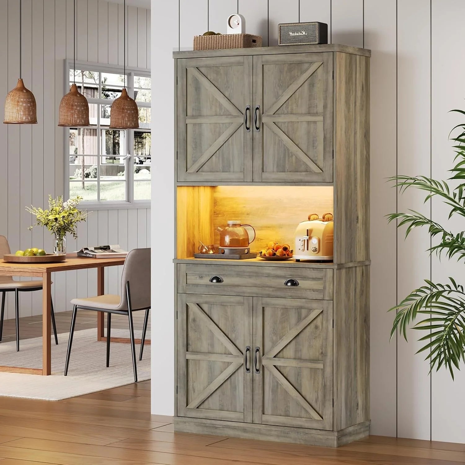 Farmhouse Kitchen Storage Cabinet Pantry Cabinet Home Bar