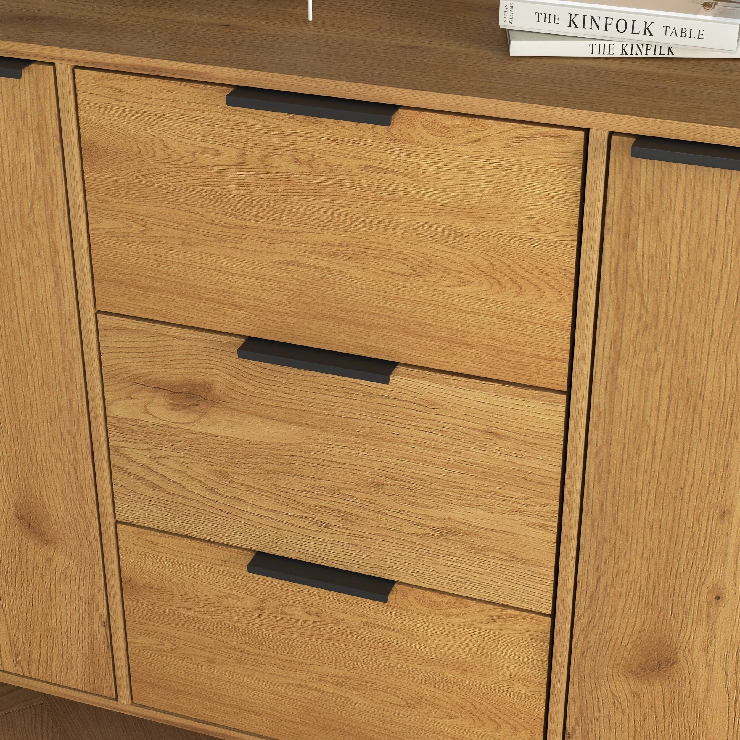 Sideboard Buffet Cabinet with Storage, Wood Coffee Bar Cabinet with Drawers & Doors