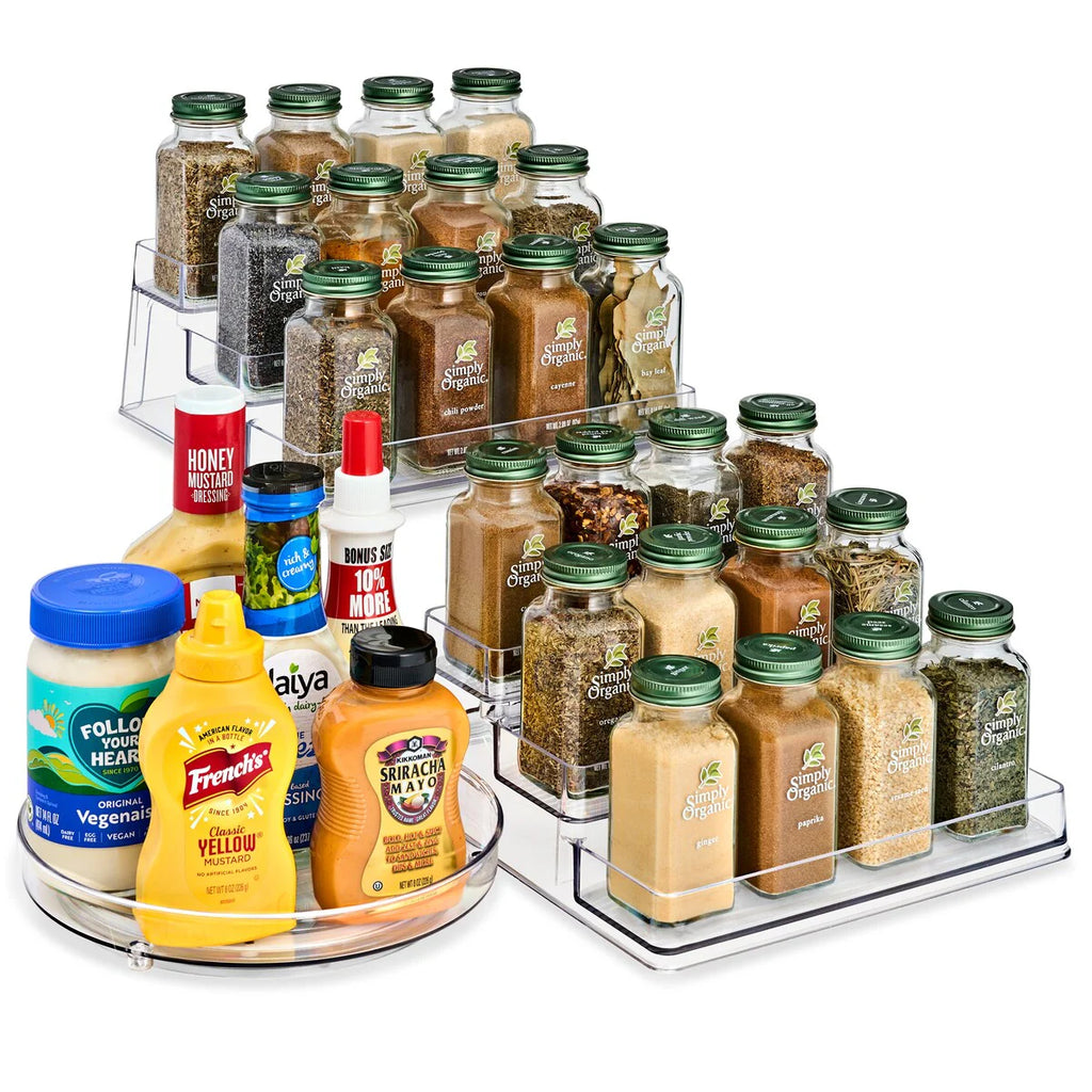 Sorbus Spices Organizer Set with Lazy Susan and 3-Tier Spice Shelf - 10" L x 9.25" W x 4" H