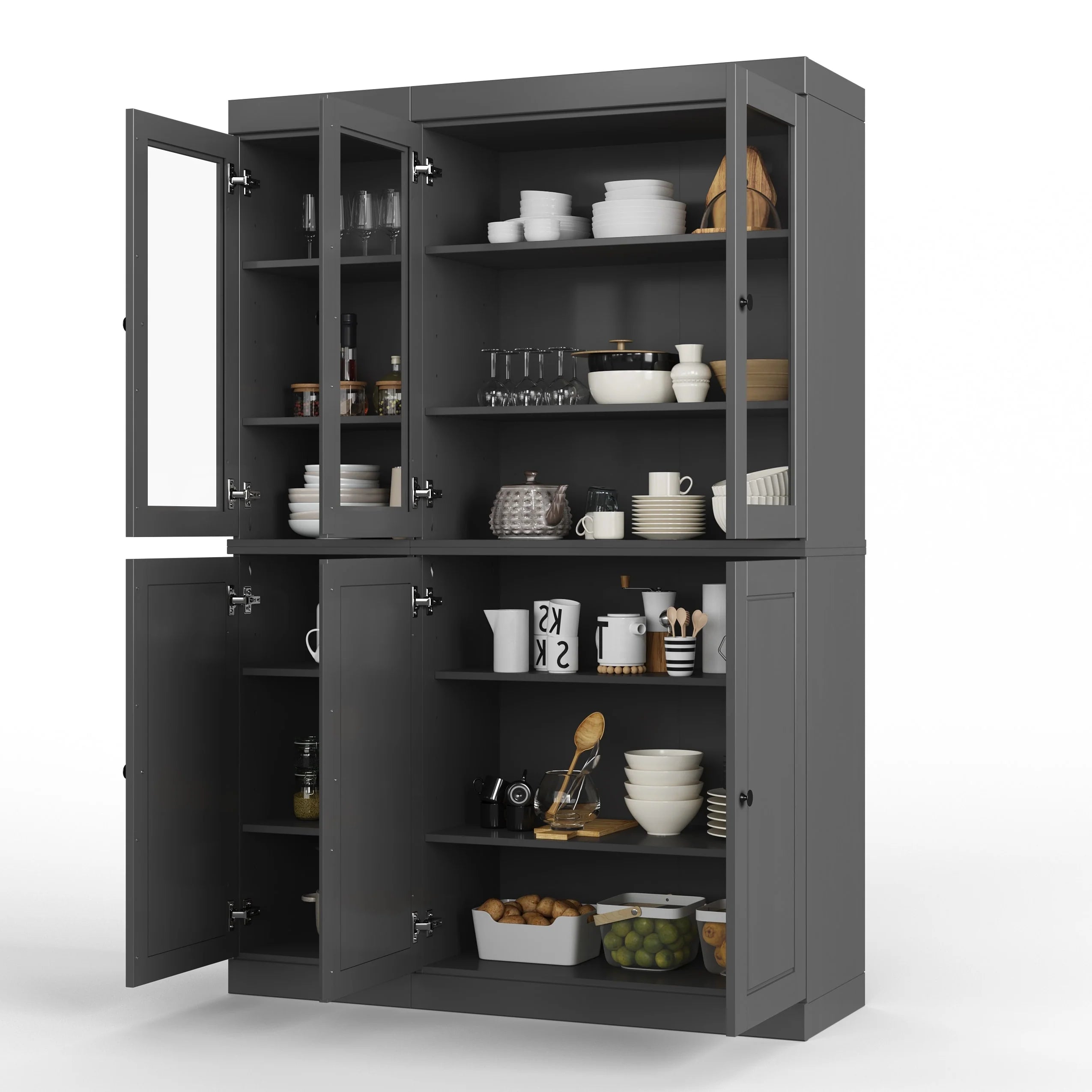 Palace Imports 100% Solid Wood 48.5" China Pantry Cabinet with Solid or Clear Glass Doors and Adjustable Shelves - 48.5" x 71.5"