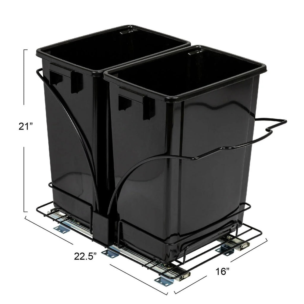 Household Essentials Chrome-Plated Steel Pull-Out/Slide-Out Double Trash Cans