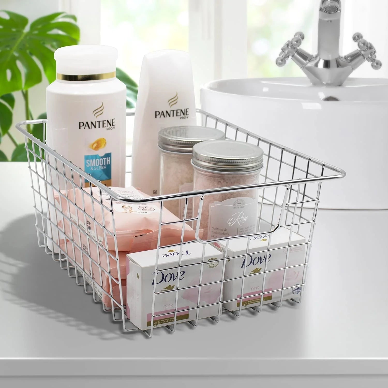 Stackable Baskets Storage Bin Metal Wire Organizers Iron (2-Pack) - 2-Pack