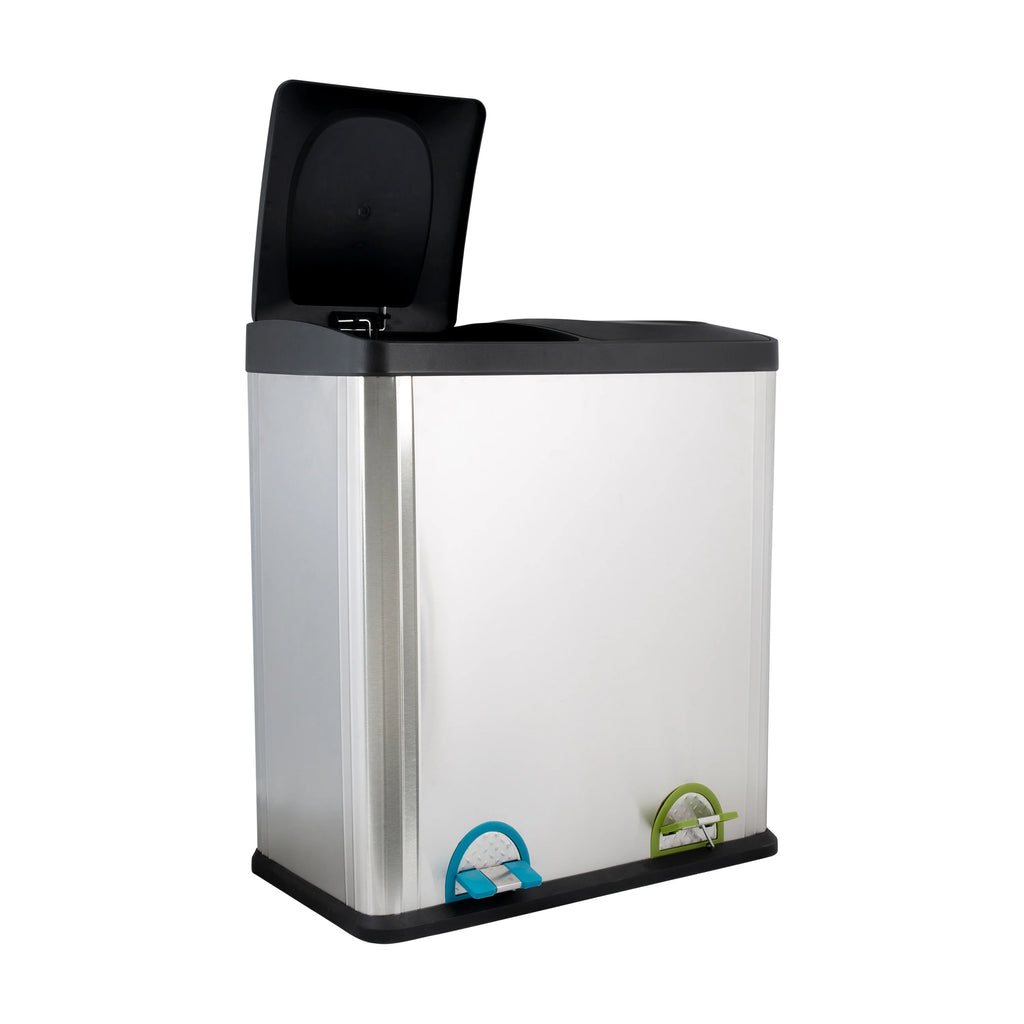 Organize It All 60 Liter 2 Compartment Stainless Recycle Bin