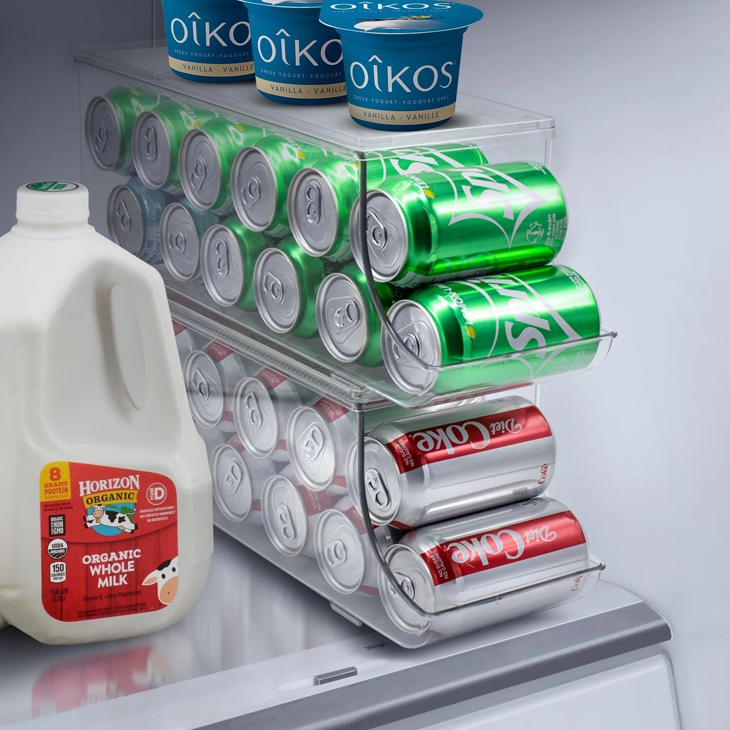 Sorbus Soda Can Organizer for Refrigerator Can Holder with Lid, Holds 12 Cans, BPA-Free, Clear Design