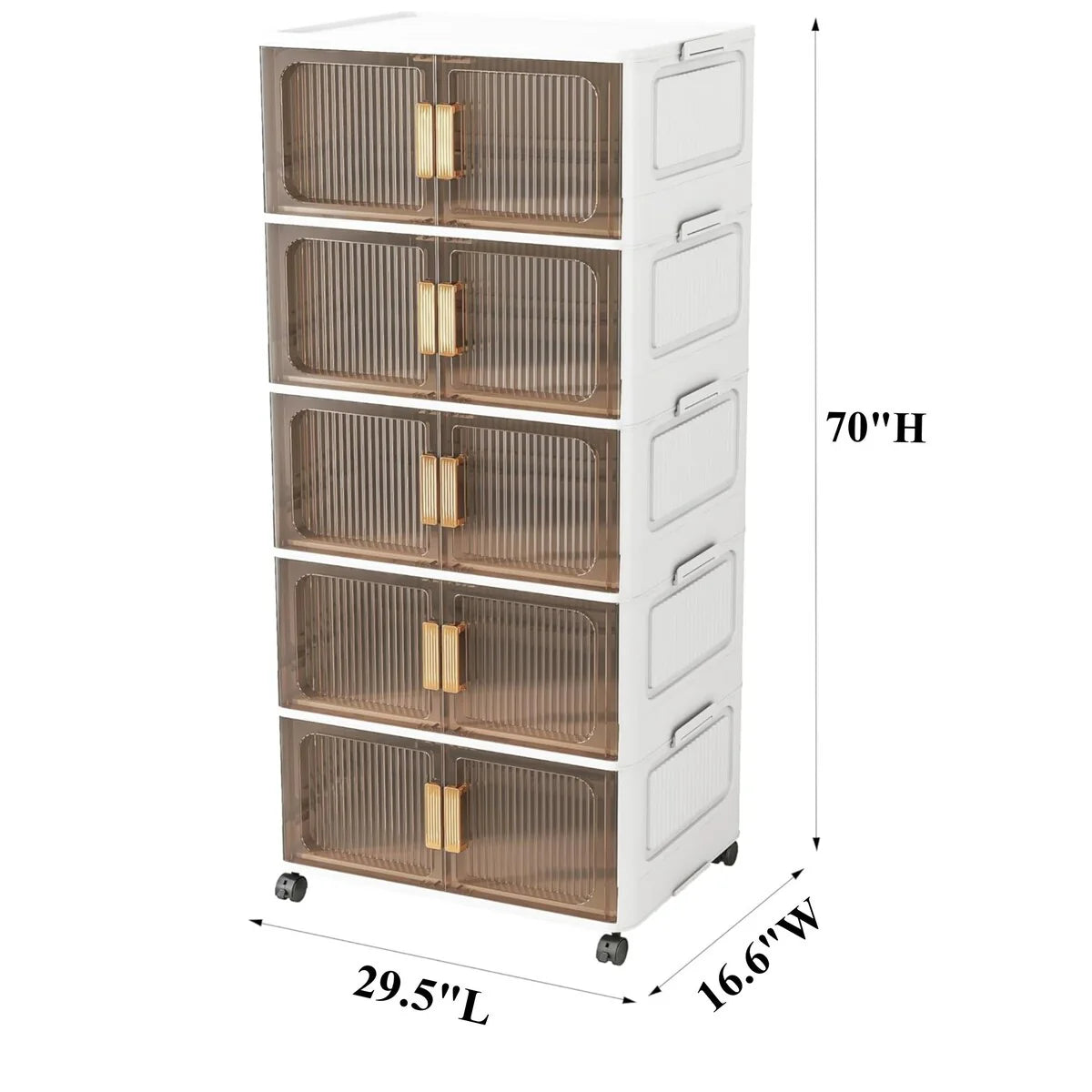 Stackable Closet Organizer Collapsible Storage Bins with Lids Organizer with Wheels for Home, Kitchen, Office