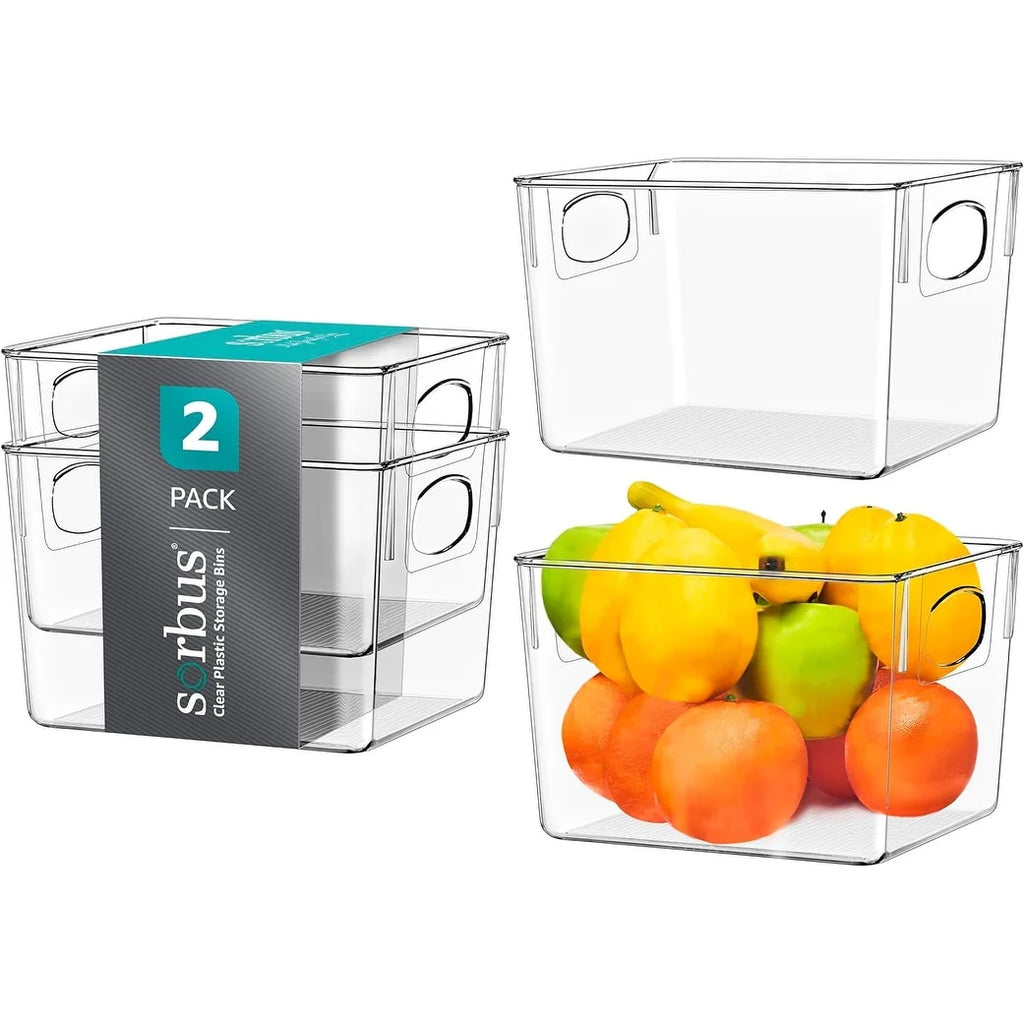 Sorbus Plastic Storage Bins Clear Pantry Organizer Box Bin Containers