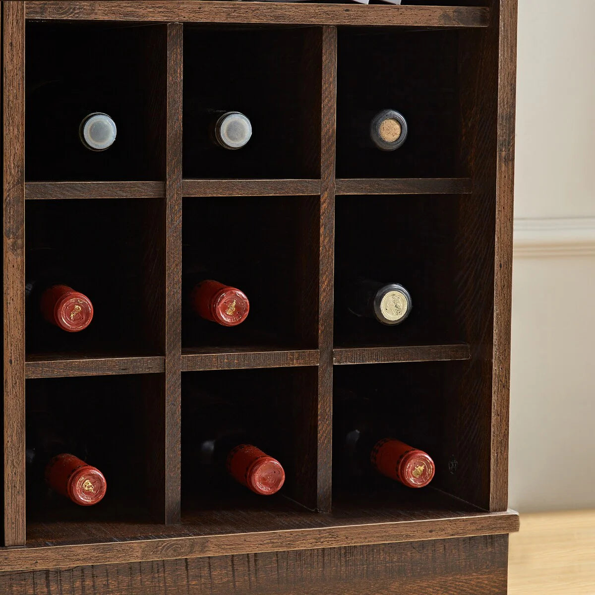 Barn Door Buffet Bar Cabinet with Wine Rack Sideboard Cabinet