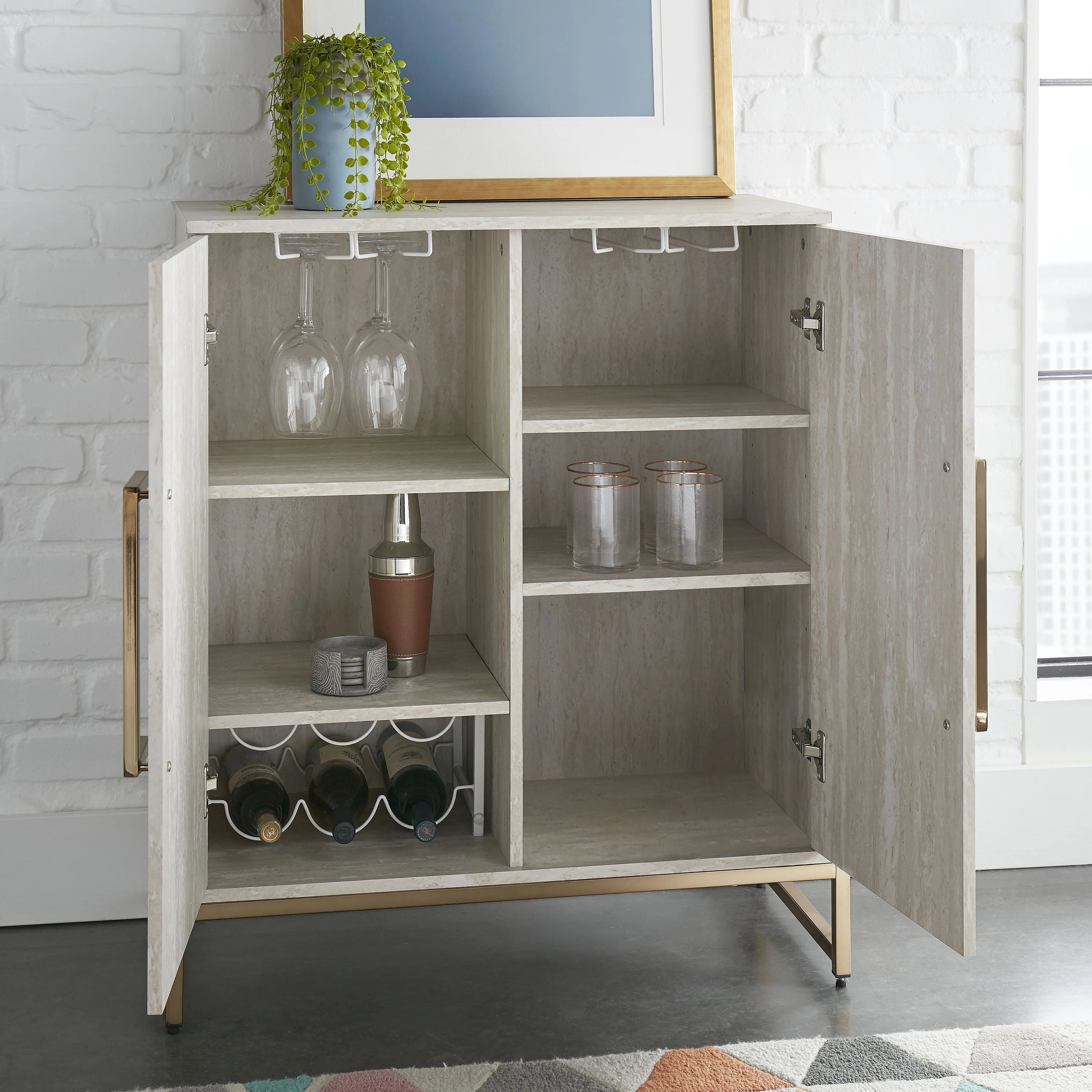 Steve Silver Lanett Wine Cabinet, White