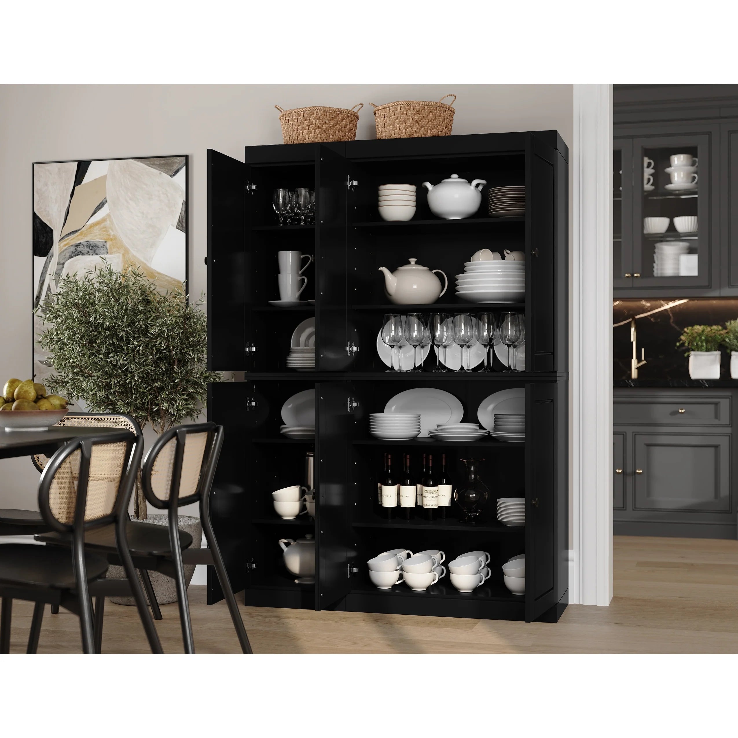 Palace Imports 100% Solid Wood 48.5" China Pantry Cabinet with Solid or Clear Glass Doors and Adjustable Shelves - 48.5" x 71.5"