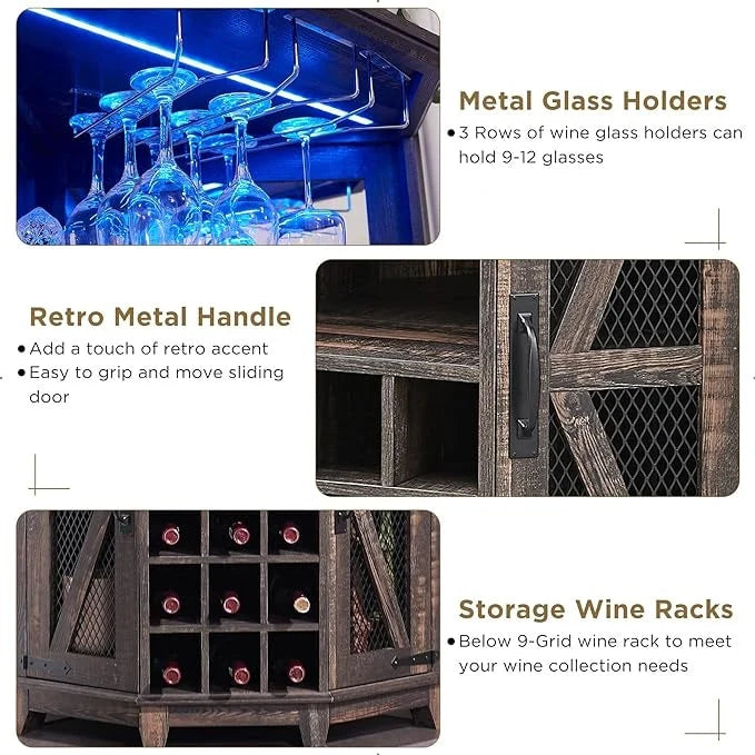 Farmhouse Corner Bar Storage Cabinet, Wine Bar Cabinet, Bar Cabinet