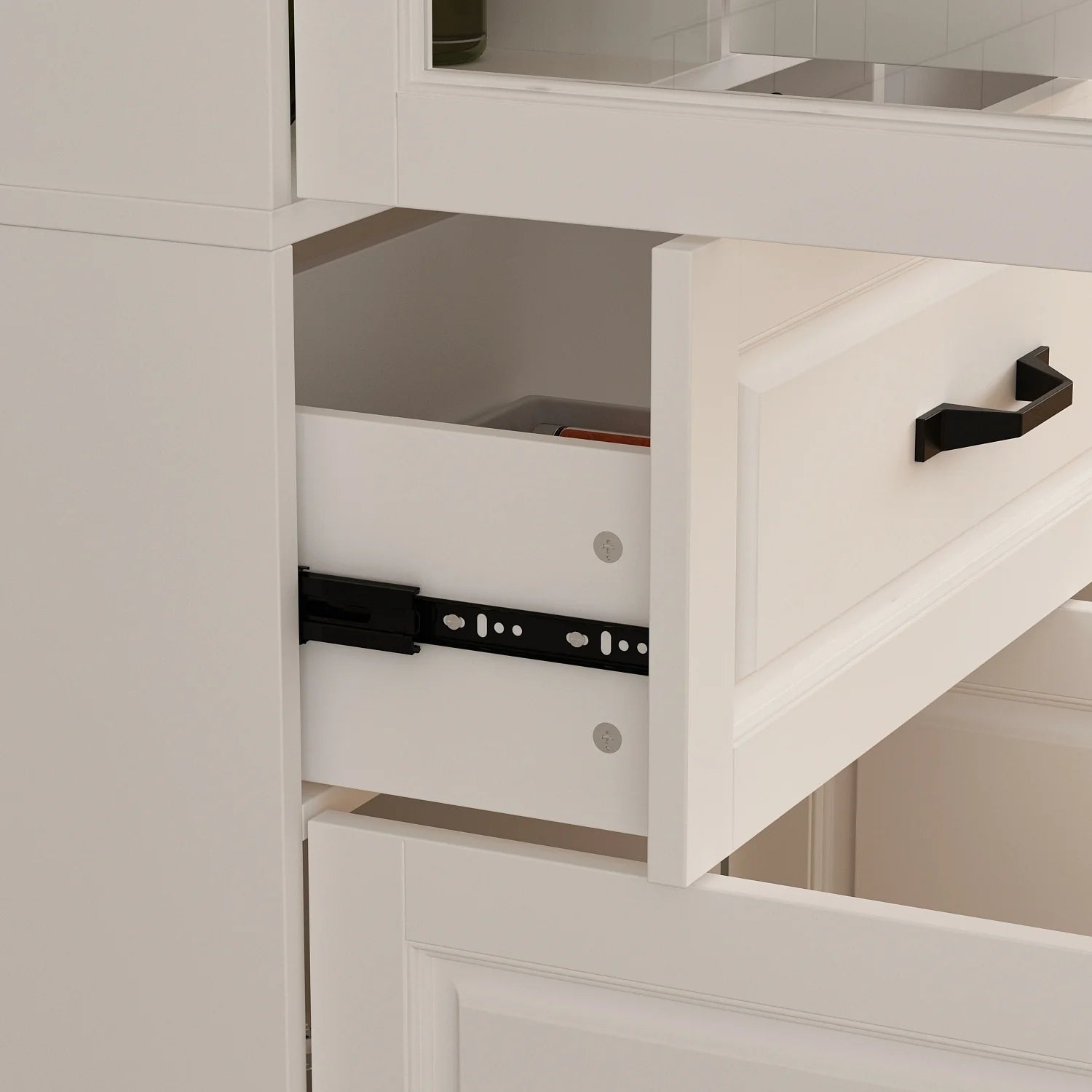 78.7"Modular White Curio Bookcase Cabinet w/Glass Doors Buffet Display