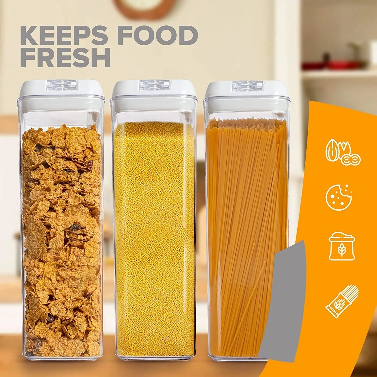 Cheer Collection Set of 4 Uniform Size Airtight Food Storage Containers