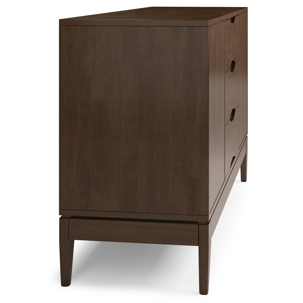 WYNDENHALL Pearson SOLID HARDWOOD 60 inch Wide Mid Century Design Sideboard Buffet in Walnut Brown - 17"d x 60"w x 30"h