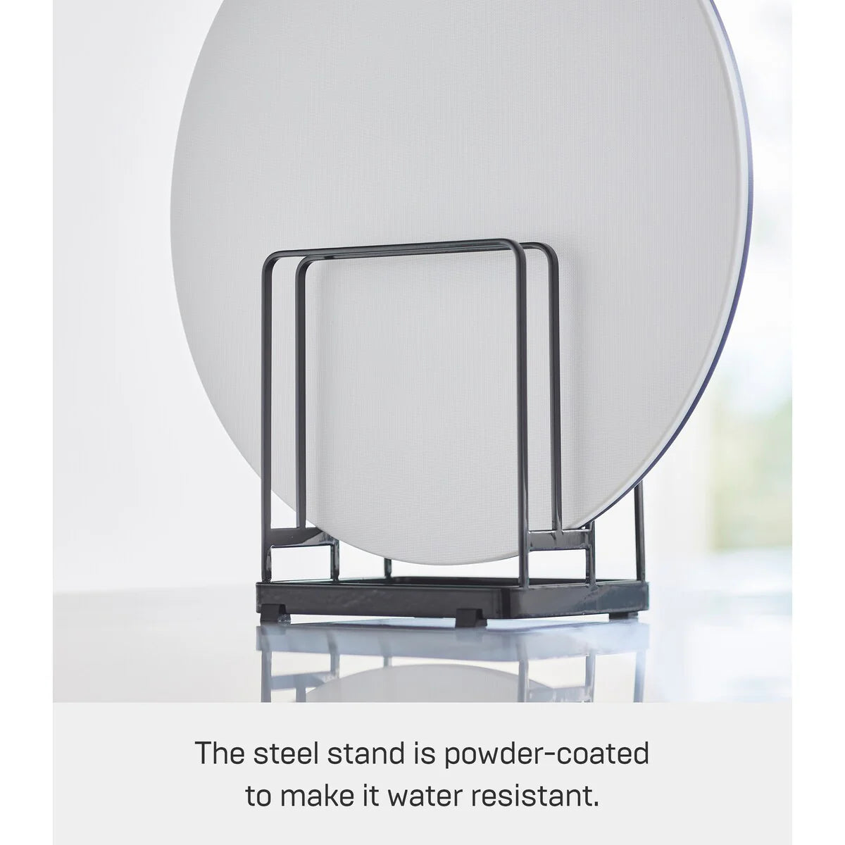 Yamazaki Home Round Cutting Board Stand, Steel - L 4.65 x W 6.3 x H 6.89 inches