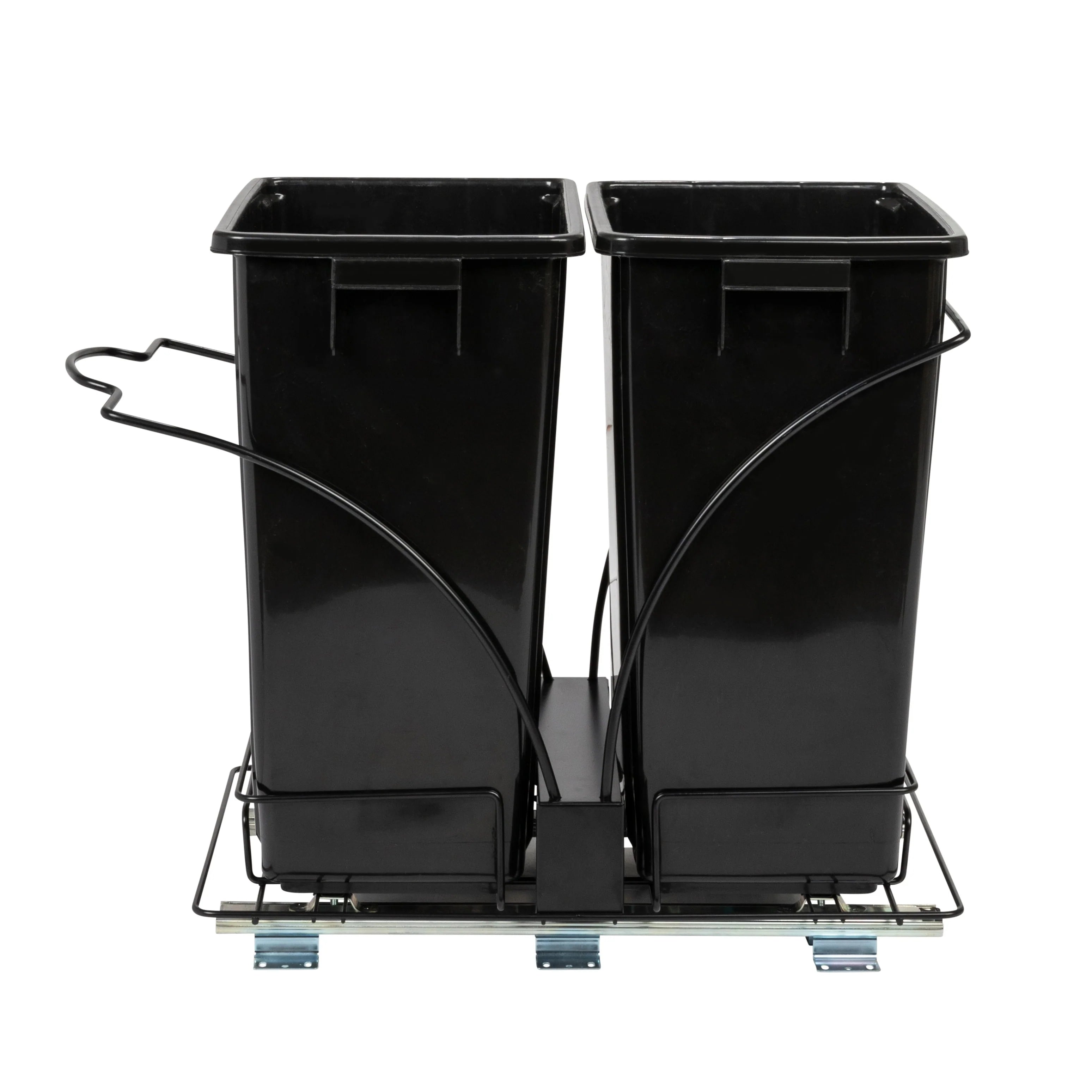 Household Essentials Chrome-Plated Steel Pull-Out/Slide-Out Double Trash Cans