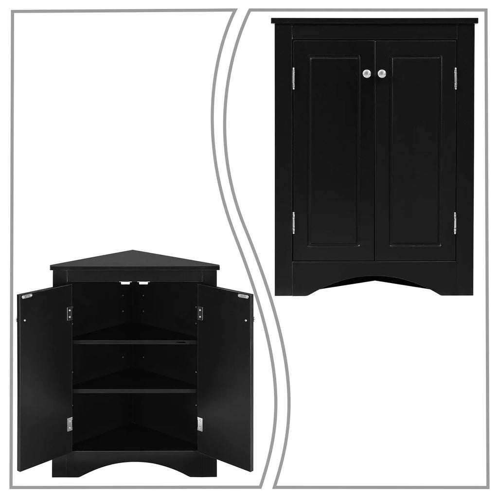 Modern Stylish Triangle Corner Storage Cabinet with Two Adjustable Internal Shelves