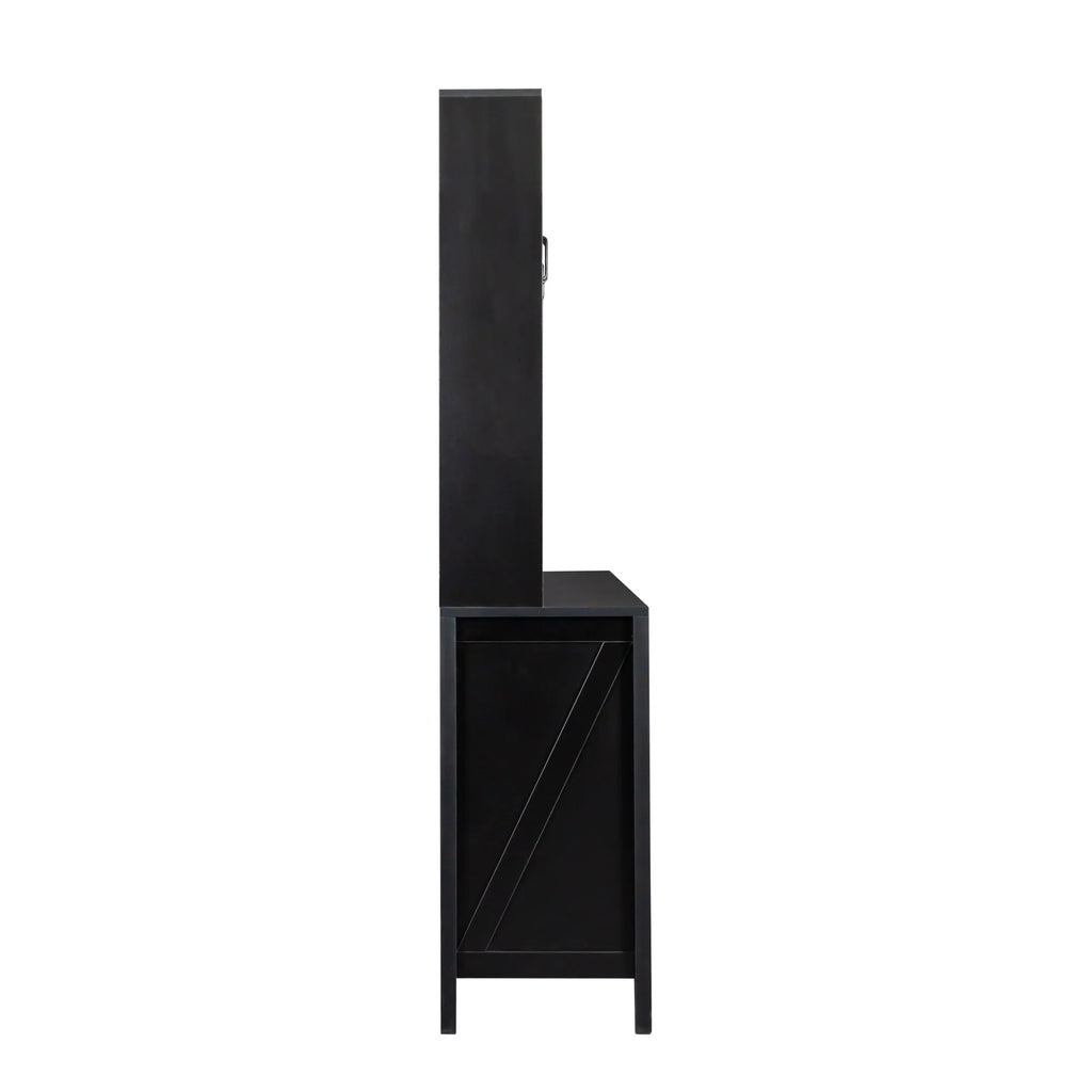 Pantry Storage Cabinet with Glass Doors - N/A