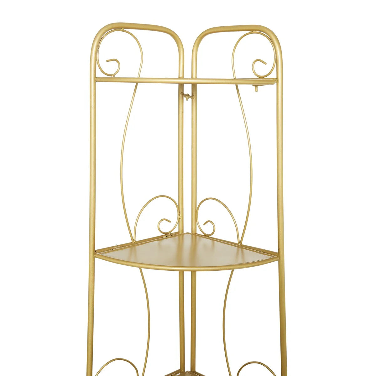Metal Scroll Indoor Outdoor Tall Folding 5 Shelves Bakers Rack - Gold or White - Roche River Decor