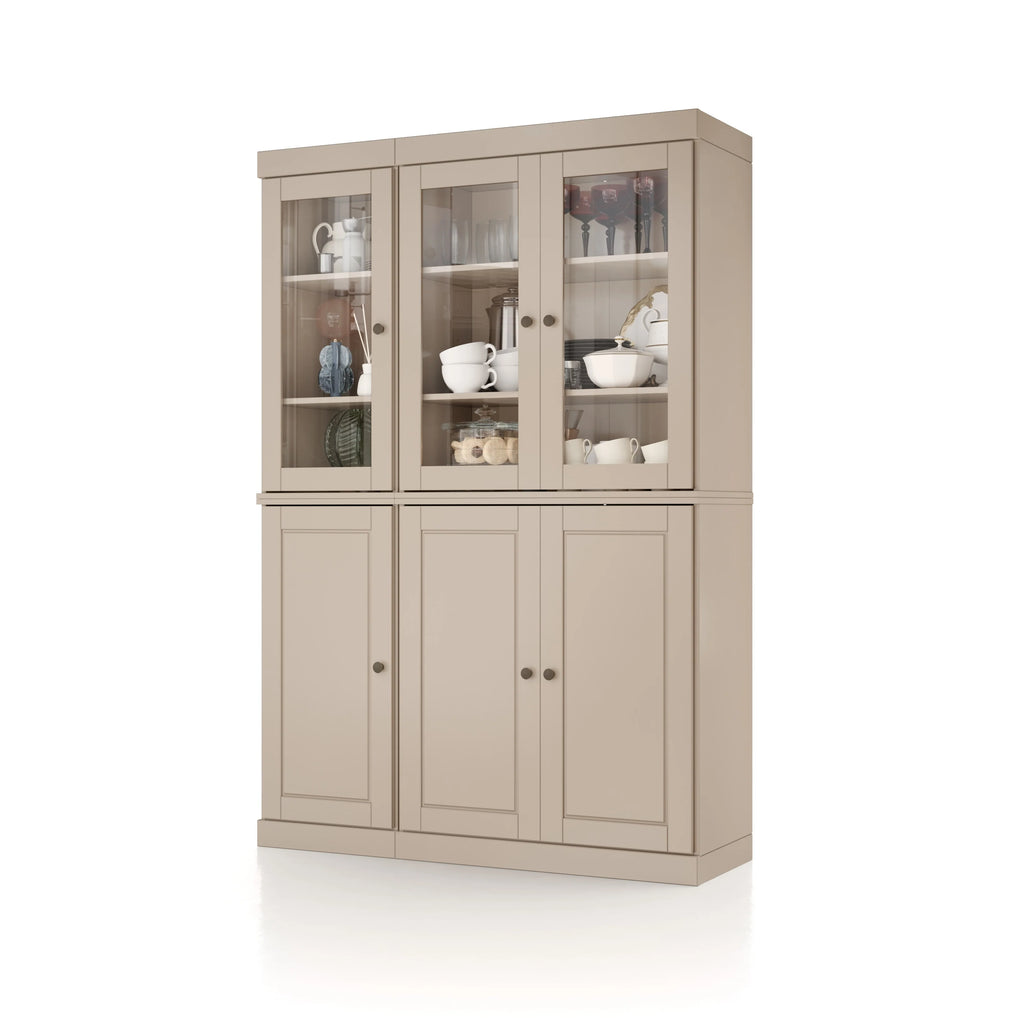 Palace Imports 100% Solid Wood China Pantry with Glass or Solid Wood Doors and 2-Drawers - 48.5" x 71.5"