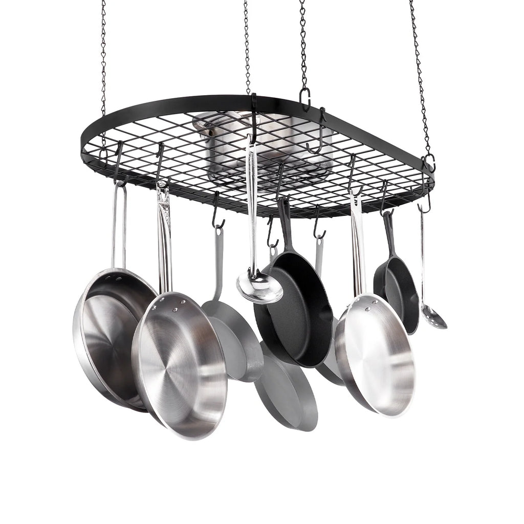 Hanging Pot Rack, Hanging Pot Rack Ceiling Mount, Ceiling Pot Rack with S Hooks, 80 lbs Loading Weight, Ideal for Home