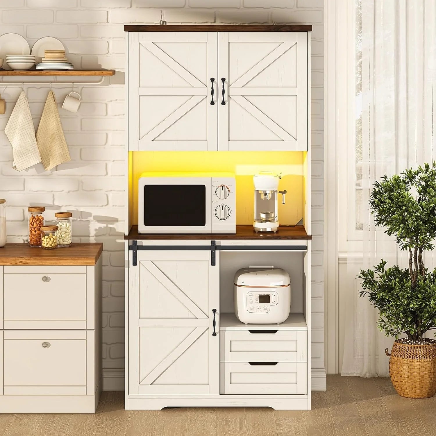 Farmhouse Kitchen Storage Cabinet Pantry Cabinet Home Bar