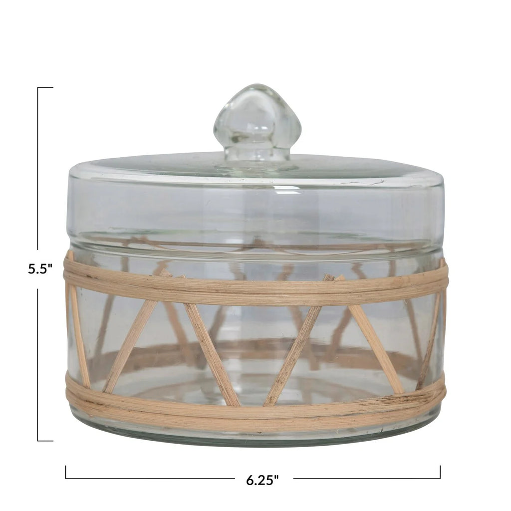 Rattan Wrapped Glass Jar with Lid