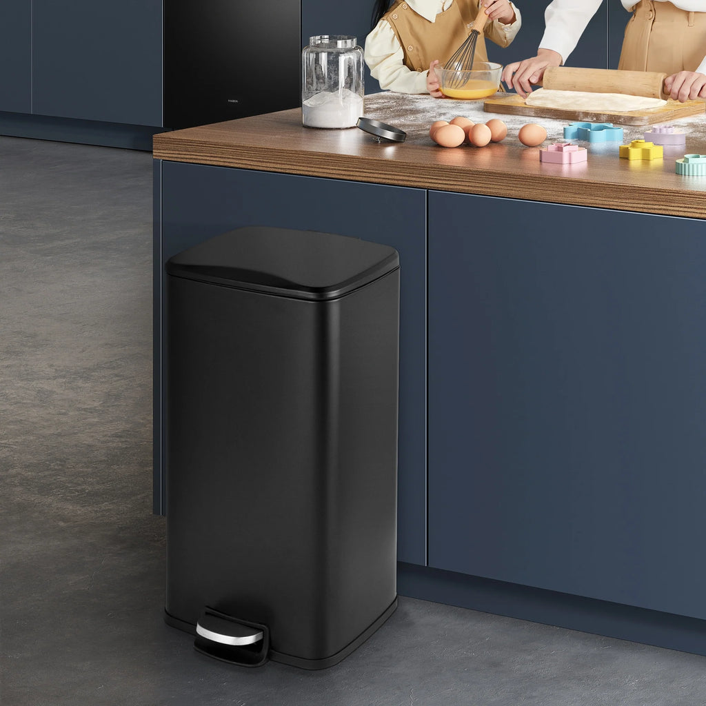 Innovaze 8 Gal./30 Liter Rectangular Matt White step-on Trash Can for kitchen