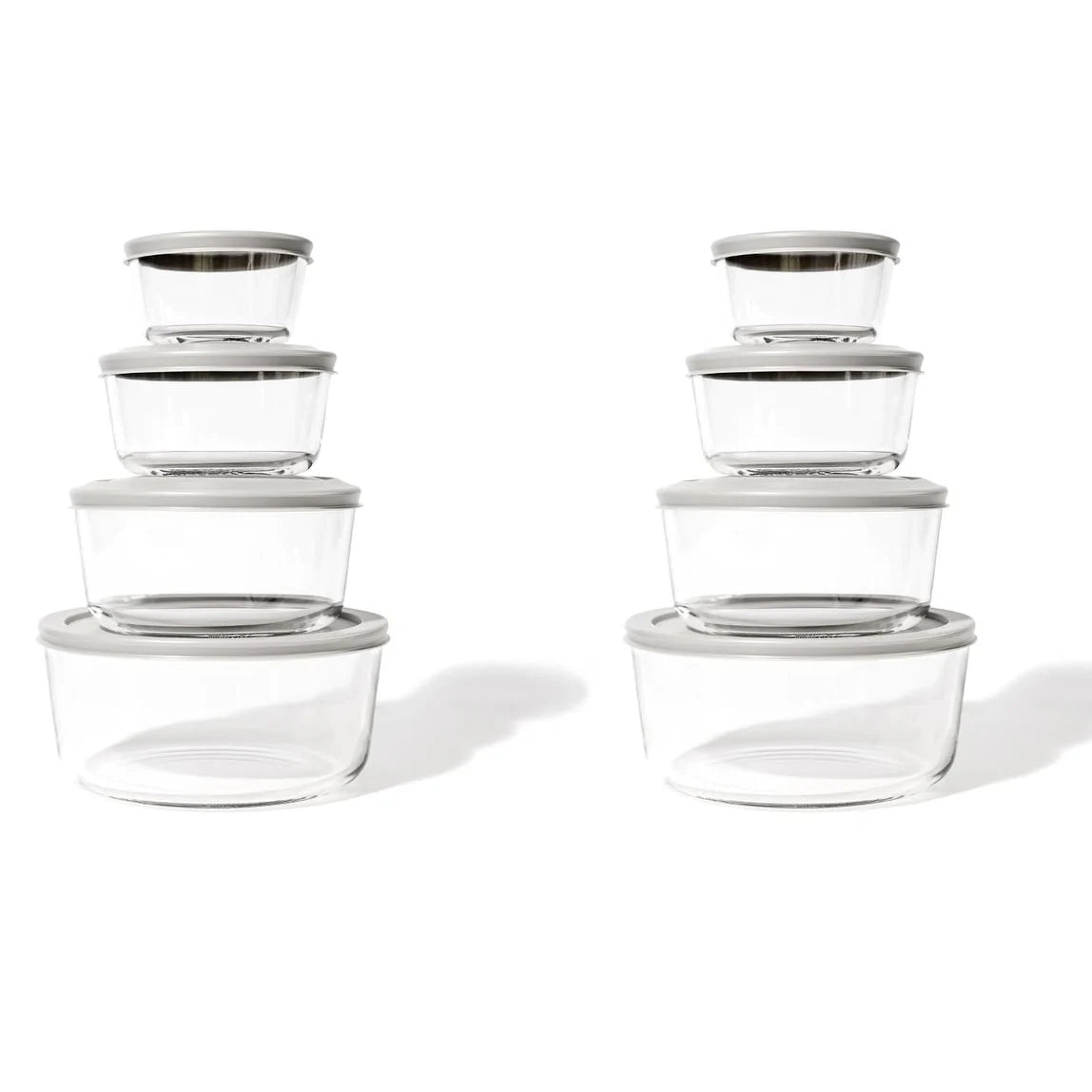 Glass Food Storage Set - Round Nesting, 8-Piece, BPA-Free, Airtight Lids, Microwave & Oven Safe