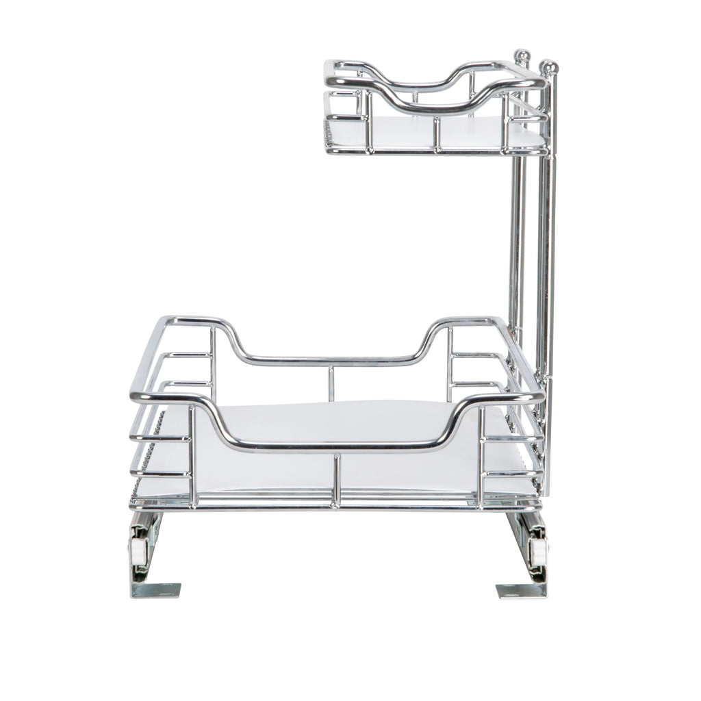 Household Essentials 2-Tier Steel Pull-Out/Slide-Out Storage Organizer with Plastic Liners