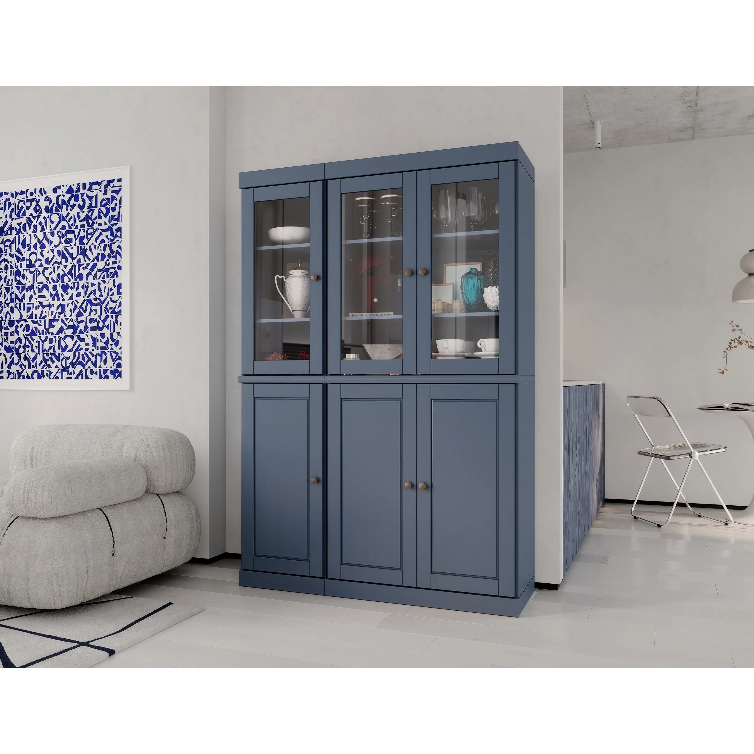 Palace Imports 100% Solid Wood China Pantry with Glass or Solid Wood Doors and 2-Drawers - 48.5" x 71.5"