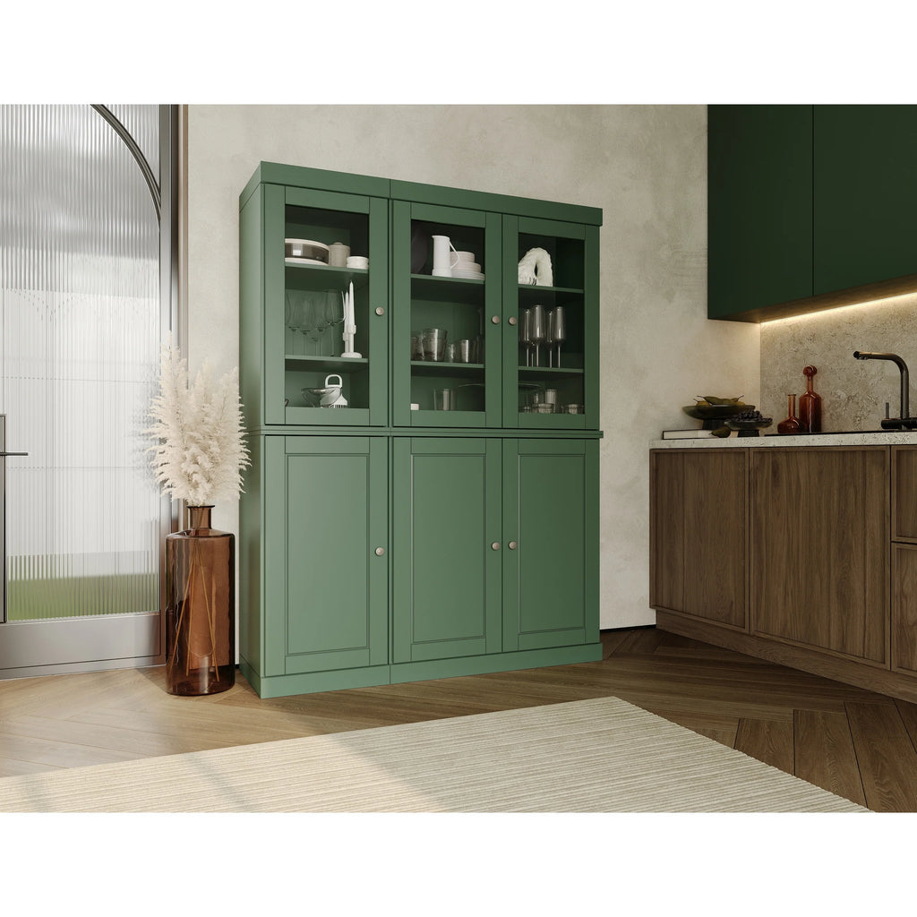 Palace Imports 100% Solid Wood China Pantry with Glass or Solid Wood Doors and 2-Drawers - 48.5" x 71.5"