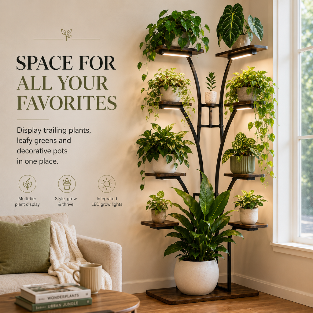 🌿 LAST DAY SALE 40% OFF | Multi-Tier Corner Plant Stand with LED Grow Lights ✨