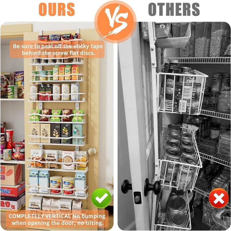 9Tier Over The Door Pantry Organizer Rack Metal Pantry Organization - 6"D x 16"W x 74.8"H