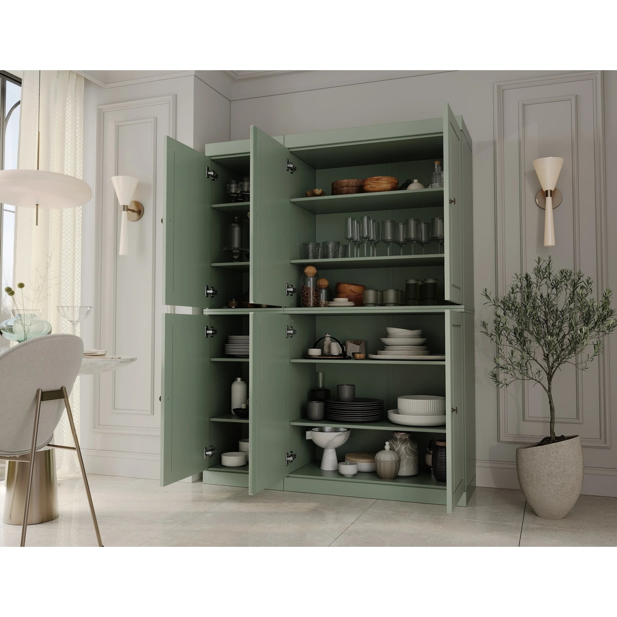 Palace Imports 100% Solid Wood 48.5" China Pantry Cabinet with Solid or Clear Glass Doors and Adjustable Shelves - 48.5" x 71.5"
