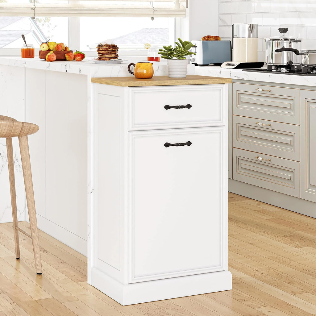 Kitchen Tilt Out Trash Can Cabinet with Drawer