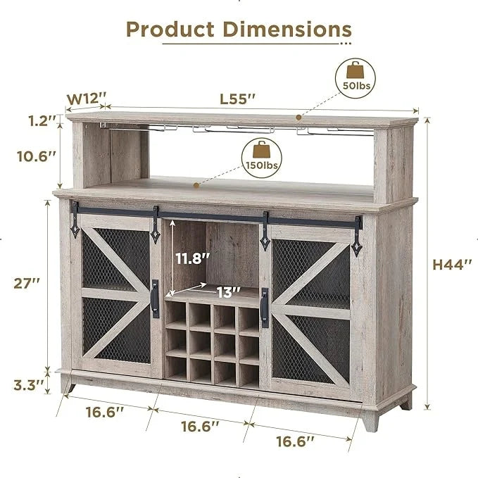 Farmhouse Coffee Bar Cabinet, Wine Bar Cabinet, Kitchen Buffet Cabinet