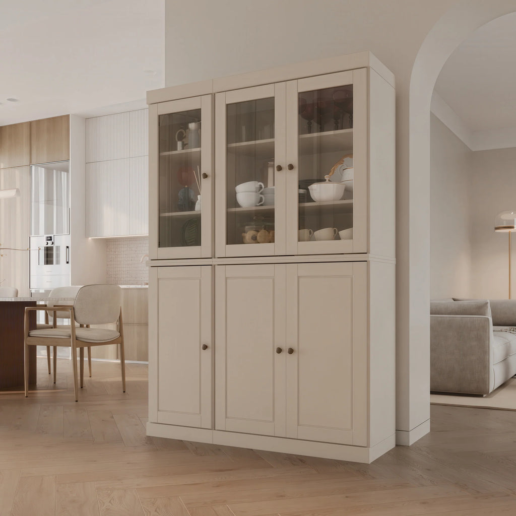 Palace Imports 100% Solid Wood China Pantry with Glass or Solid Wood Doors and 2-Drawers - 48.5" x 71.5"