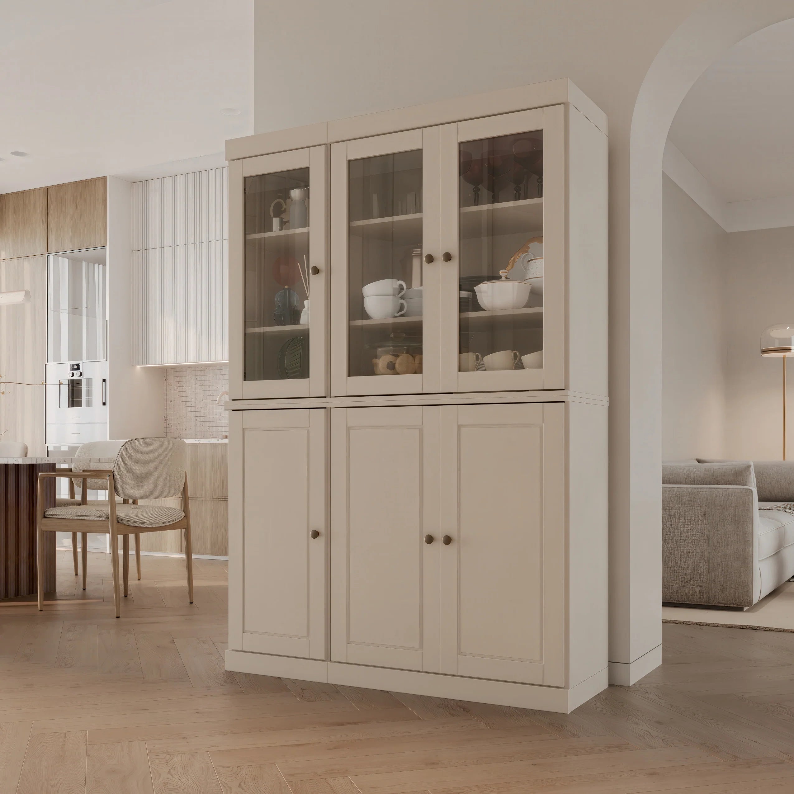 Palace Imports 100% Solid Wood China Pantry with Glass or Solid Wood Doors and 2-Drawers - 48.5" x 71.5"