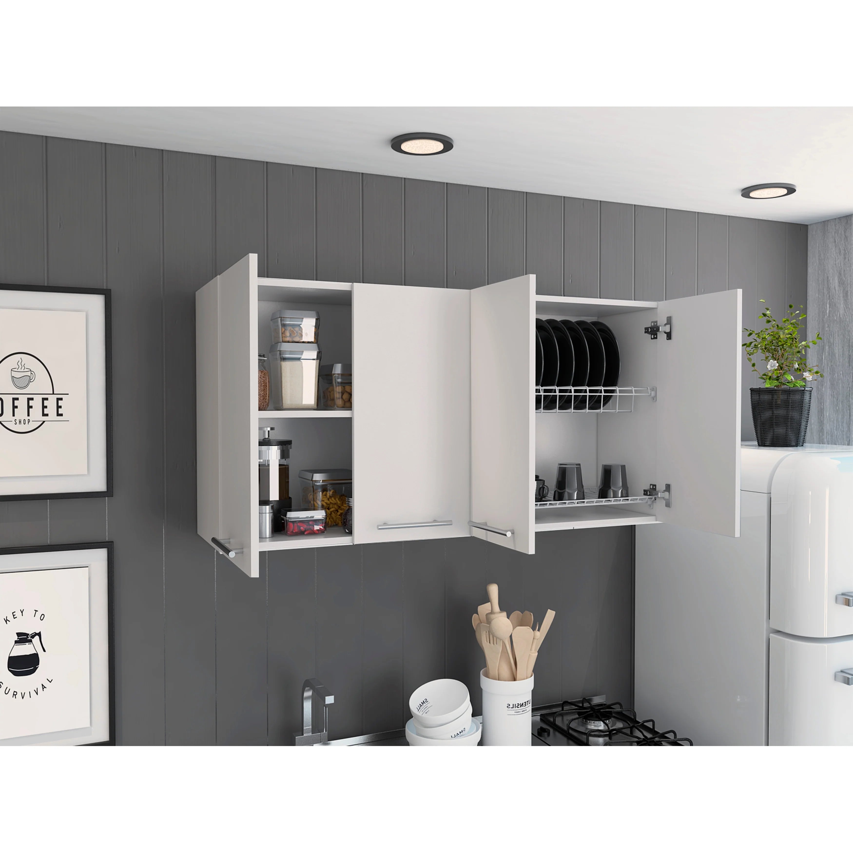 FM Furniture Sitka Wall Cabinet, Two Spacious Divisions