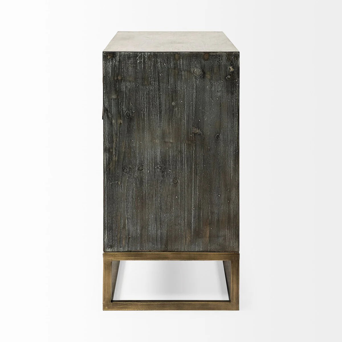 Genevieve I Gray Fir Veneer w/ Iron Frame & 3 Drawer Accent Cabinet - 39.0L x 15.7W x 30.9H