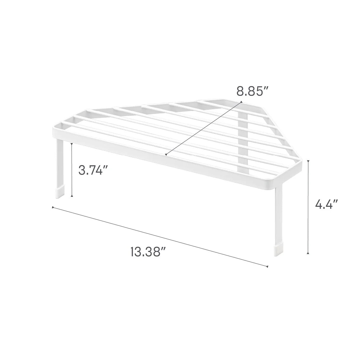Yamazaki Home Corner Riser - One-Tier, Steel, Holds 11 lbs - L 8.86 x W 13.39 x H 4.41 inches