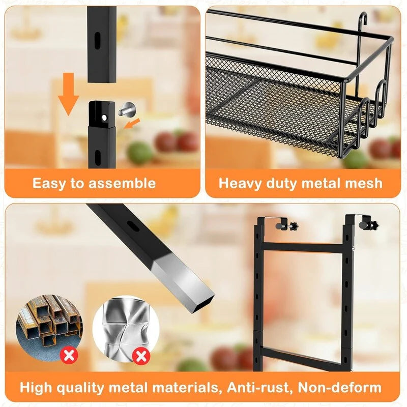 6-Tier Adjustable Metal Hanging Spice Rack - 5.31"D x 13.77"W x 52.8"H