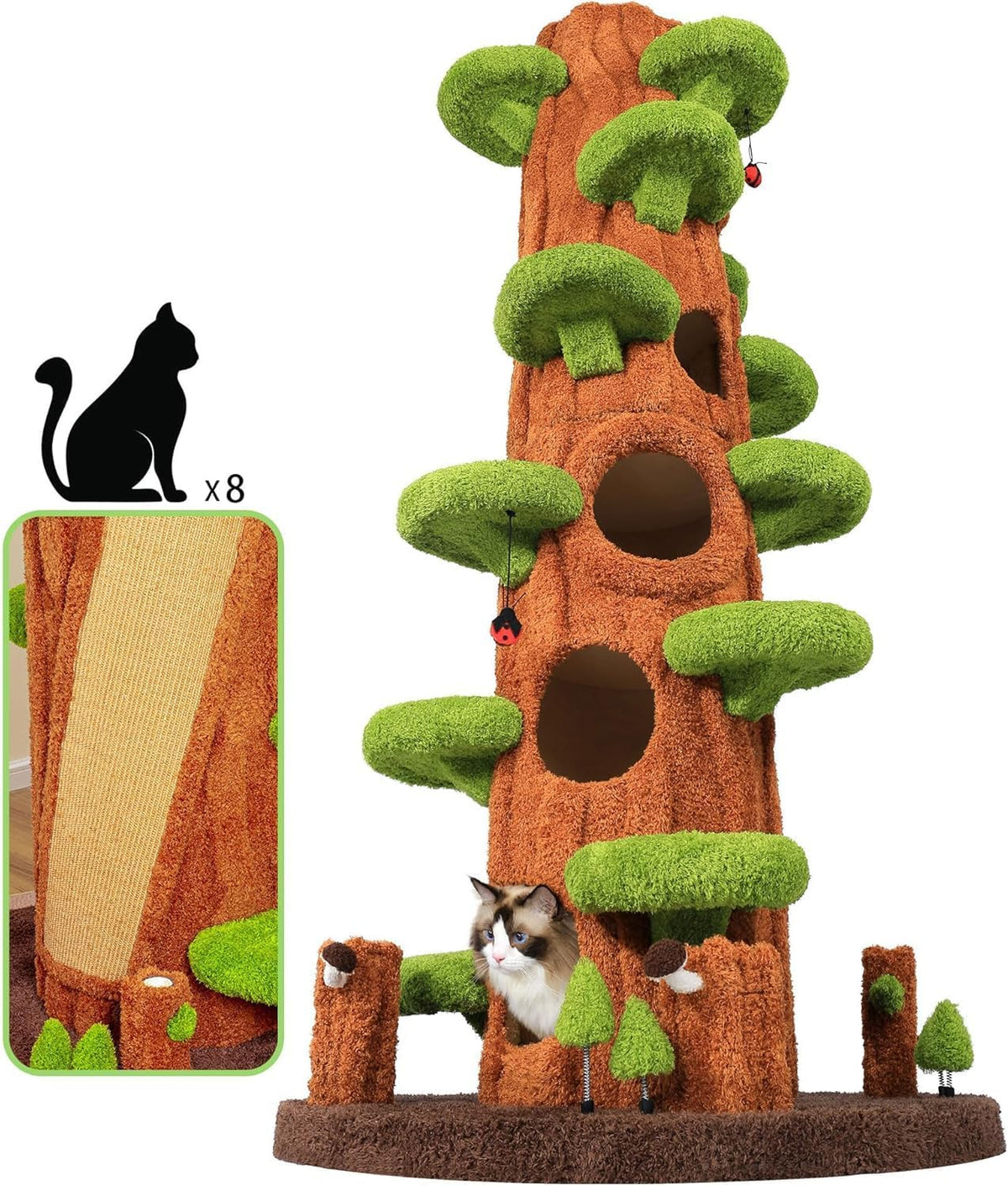 🌲🐱 230cm Tall Magic Forest Cat Tree – Extra Large Multi-Level Cat Condo for Large Cats