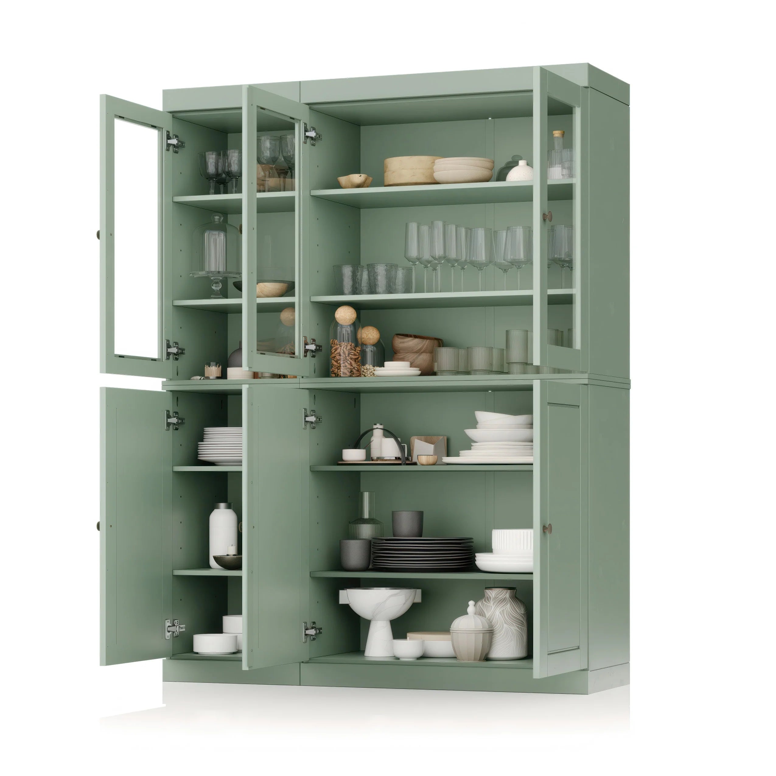 Palace Imports 100% Solid Wood 48.5" China Pantry Cabinet with Solid or Clear Glass Doors and Adjustable Shelves - 48.5" x 71.5"