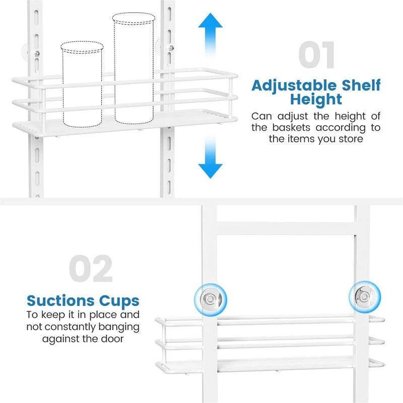 Adjustable 5-Tier Over the Door Pantry Organizer - 4.72"D x 11.81"W x 49.21"H