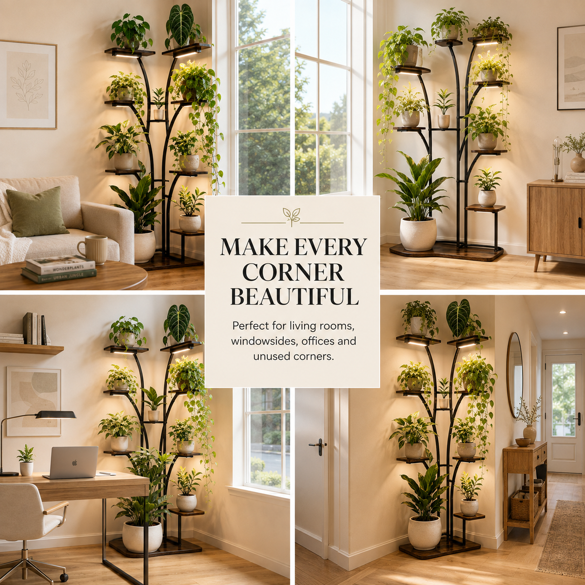 🌿 LAST DAY SALE 40% OFF | Multi-Tier Corner Plant Stand with LED Grow Lights ✨