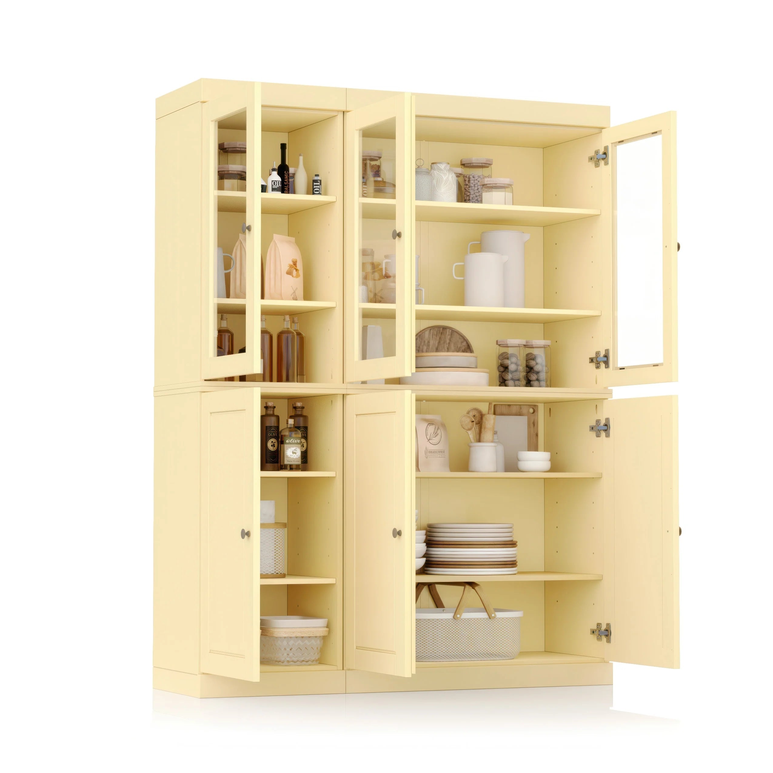 Palace Imports 100% Solid Wood 48.5" China Pantry Cabinet with Solid or Clear Glass Doors and Adjustable Shelves - 48.5" x 71.5"