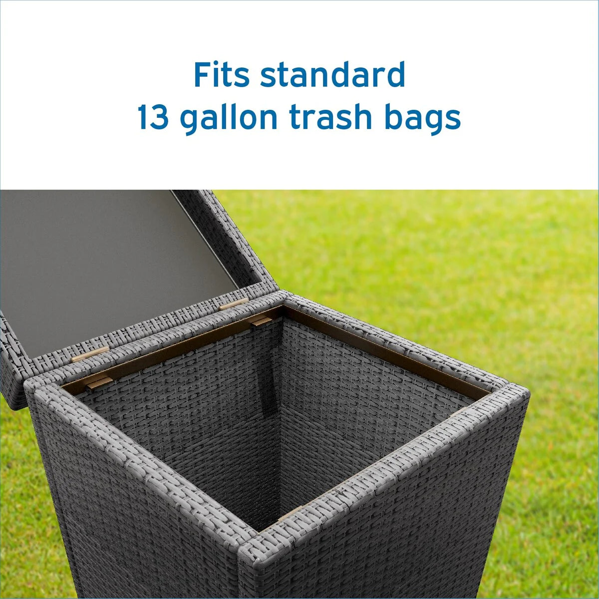 Nestl Outdoor Trash Can with Lid - 30 Gallon Durable Wicker Garbage Can for Patio