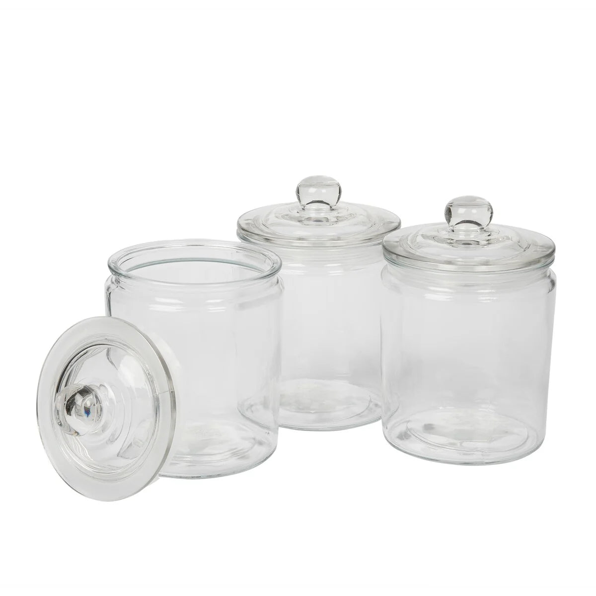 Mason Craft & More Apothecary Clear Glass Jars w/ Glass Lids - Set of 3 - N/A
