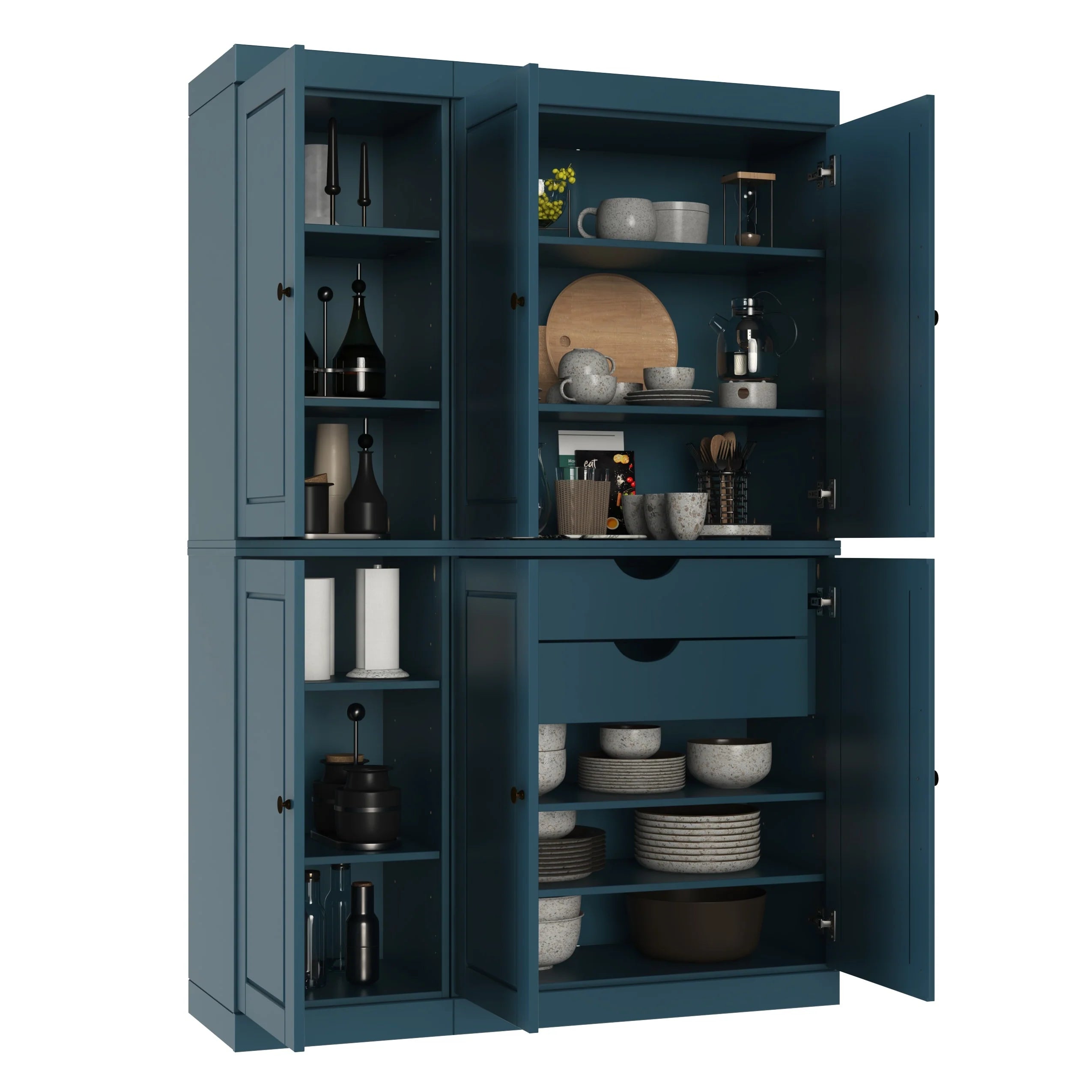 Palace Imports 100% Solid Wood China Pantry with Glass or Solid Wood Doors and 2-Drawers - 48.5" x 71.5"